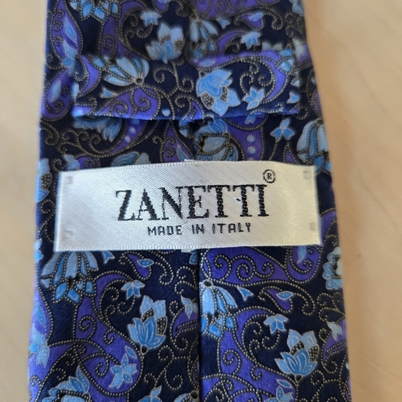 ZANETTI Made in Italy Elegant Blue Paisley Tie - Picture 5 of 7